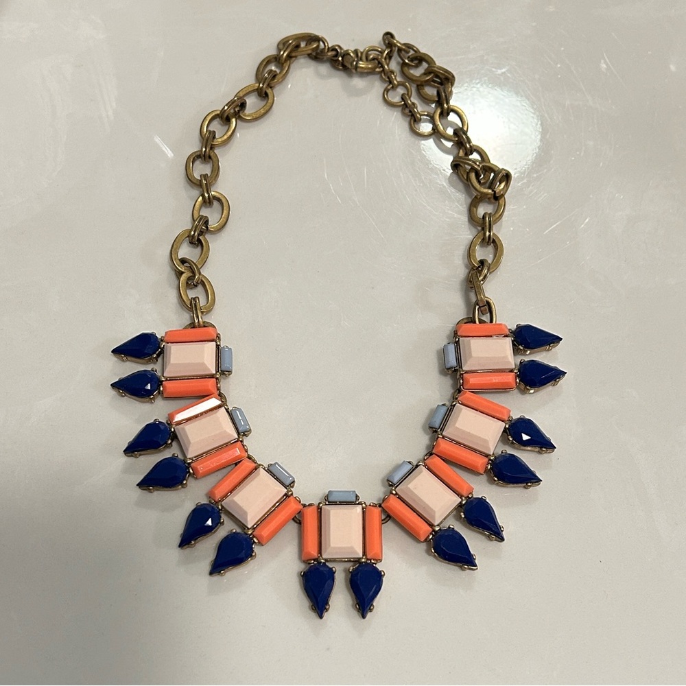 J. Crew Statement Necklace with Navy and Peach Tones